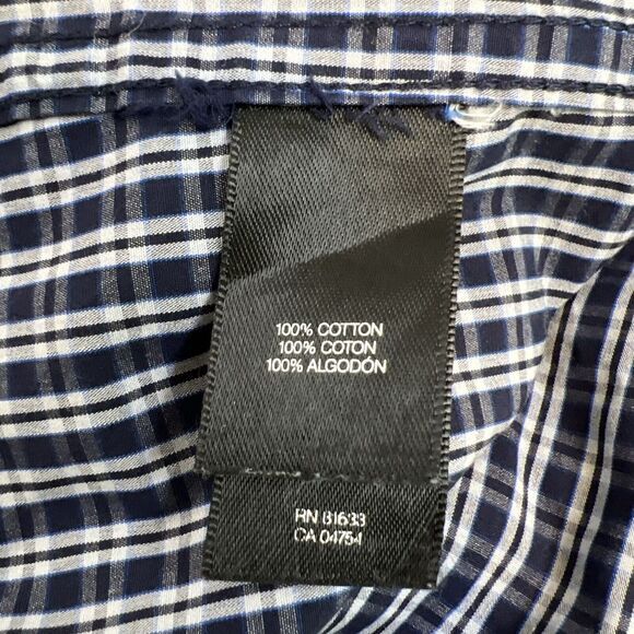 Kenneth Cole New York‎ Men's Dress Shirt Size Large 16.5 Blue Check Long Sleeve - Picture 6 of 9